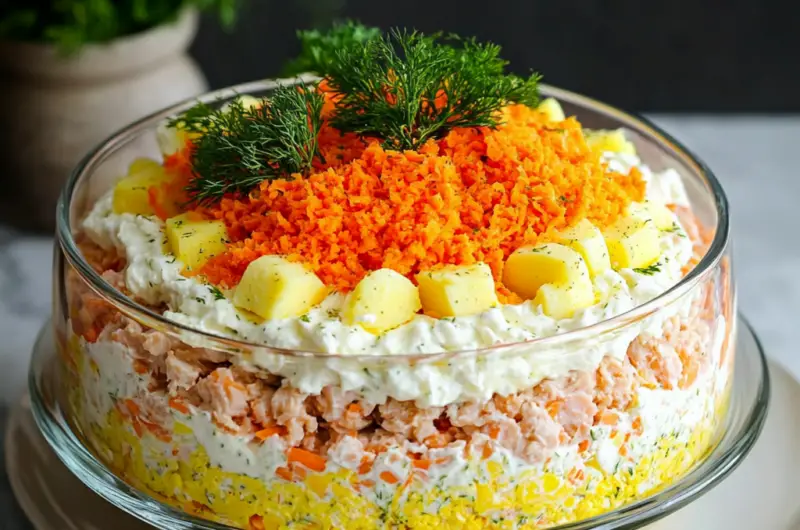 Mimosa Salad (Layered Tuna Salad)