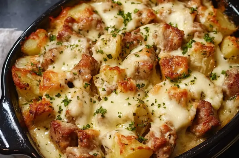 Cheesy Pork and Potato Bake Recipe