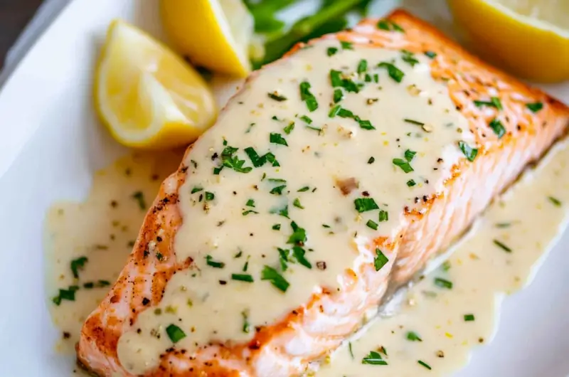 Oven Baked Salmon with Lemon Cream Sauce