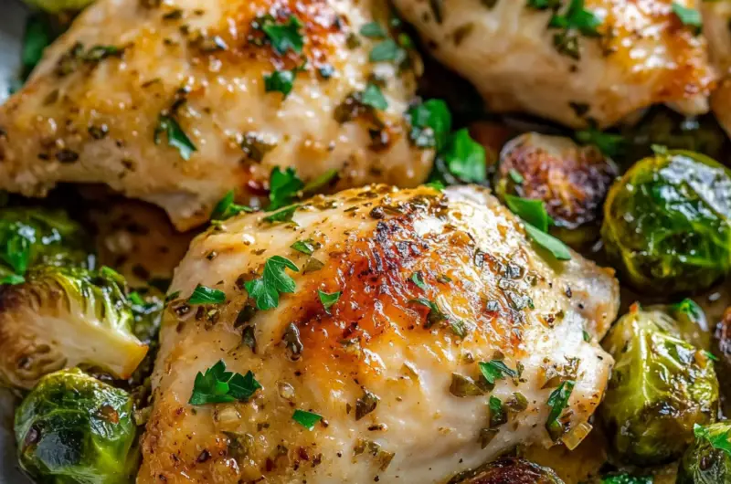Garlic Dijon Chicken and Brussels Sprouts Recipe