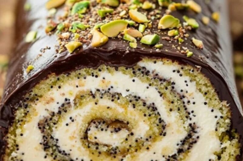 Poppy Seed Cake Roll with Chocolate Ganache