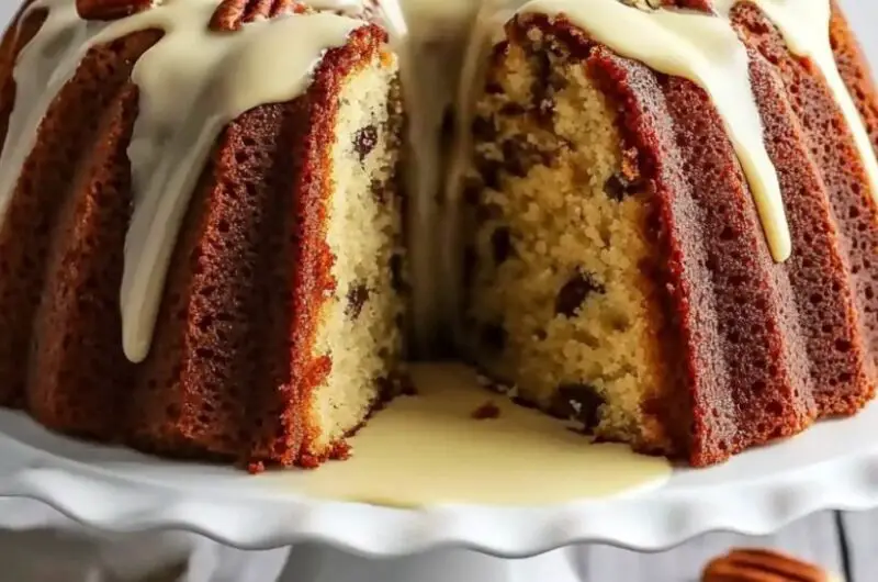 Maple Pecan Bundt Cake with Maple Cream Cheese Glaze