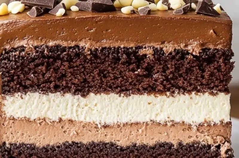 Tuxedo Cake – Triple Chocolate Mousse Cake