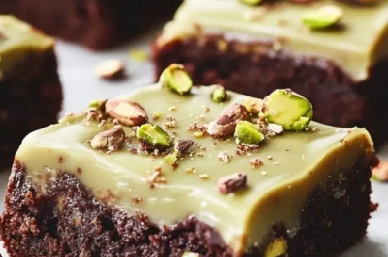 Pistachio Brownies with Pistachio Ganache