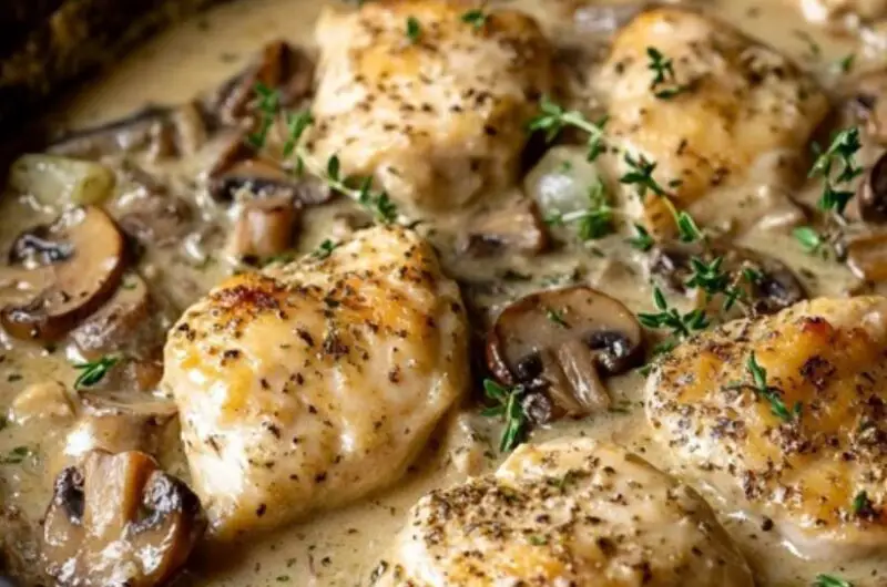 Creamy Chicken and Mushroom One-Pan Casserole