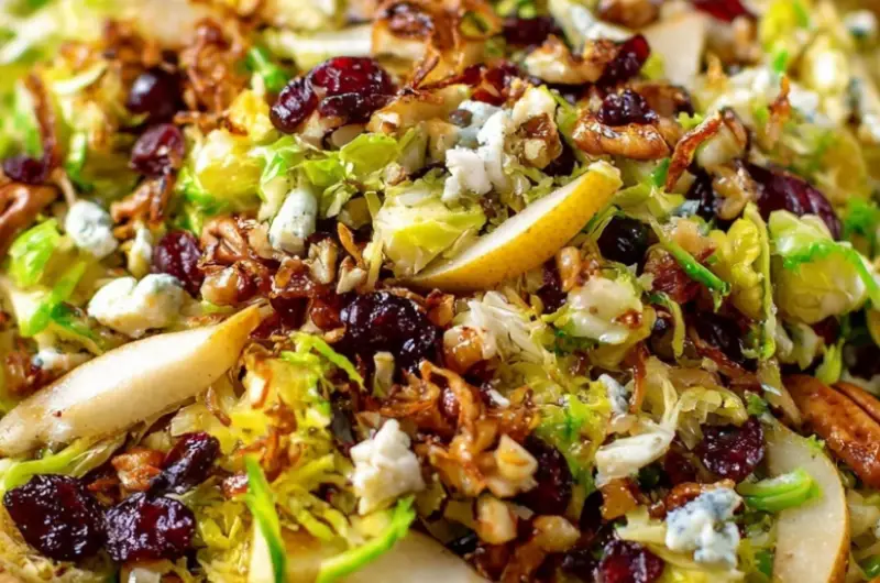 Shredded Brussels Sprouts Salad with Maple Balsamic Vinaigrette
