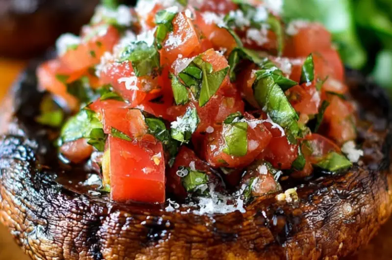 Grilled Portobello Mushrooms with Bruschetta