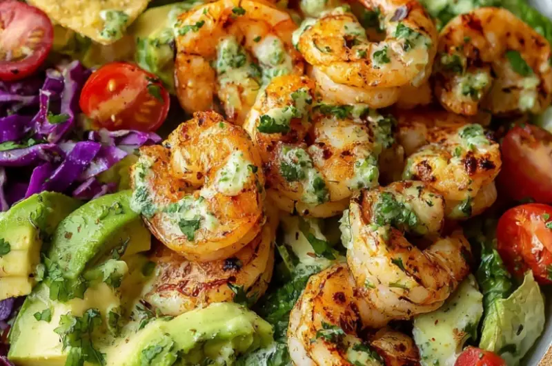 Shrimp and Avocado Taco Salad