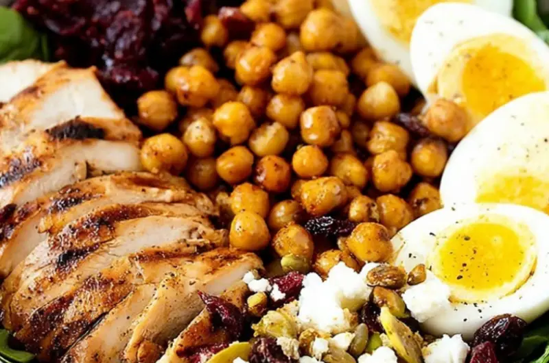 Chicken Power Bowls with Crispy Baked Garbanzo Beans