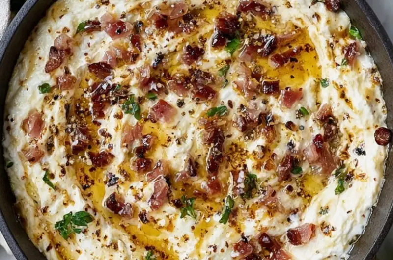 Roasted Garlic and Prosciutto Cream Cheese Dip with Hot Honey