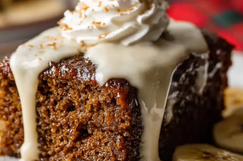 Gingerbread Cake with Vanilla Cream Sauce
