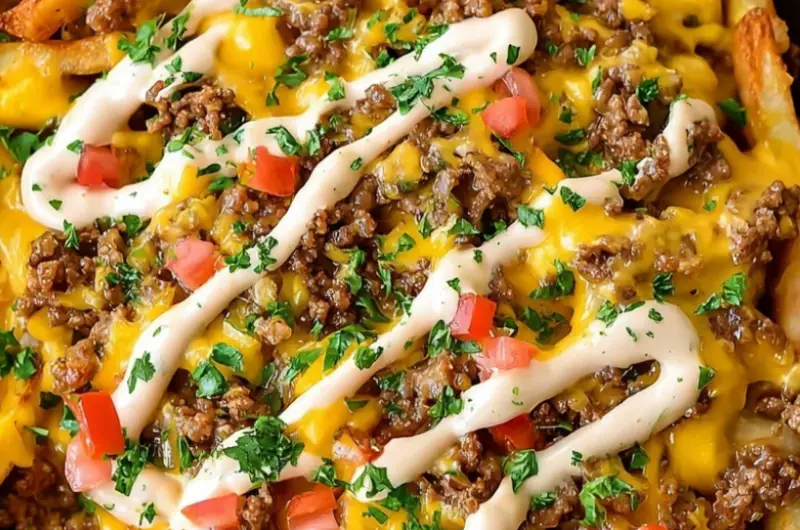 Crock Pot Cheeseburger French Fries with Special Sauce