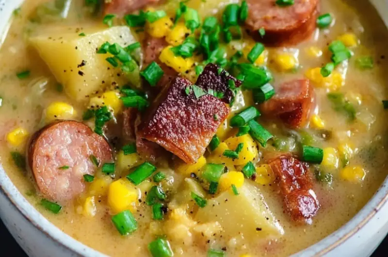 Sweet Corn, Kielbasa and Potato Soup