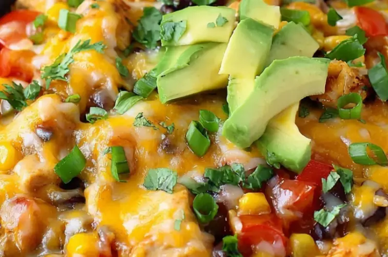Cheesy Chicken Burrito Skillet