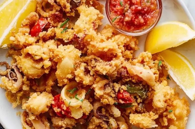 Calamari Fritti (Fried Calamari) with Cherry Peppers